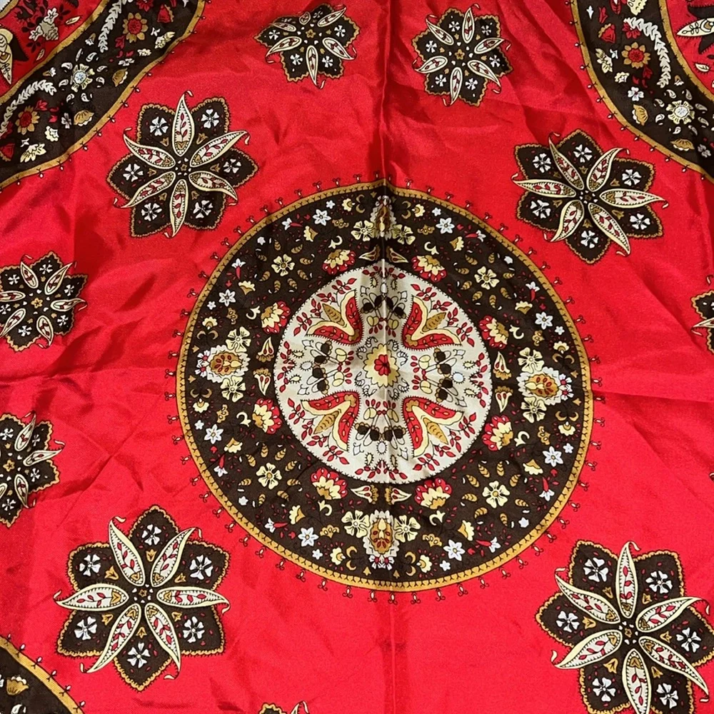 Vintage hand rolled silk scarf 30” square